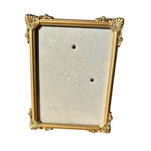 VTG SIX TREES MATTE GOLD FLEUR DE LIS DESIGN EASEL BACK PICTURE FRAME